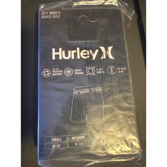 Hurley Men's Regrind Fashion Boxer Brief 3 Pack in Red/blue, Size Large, NIB - Picture 3 of 3